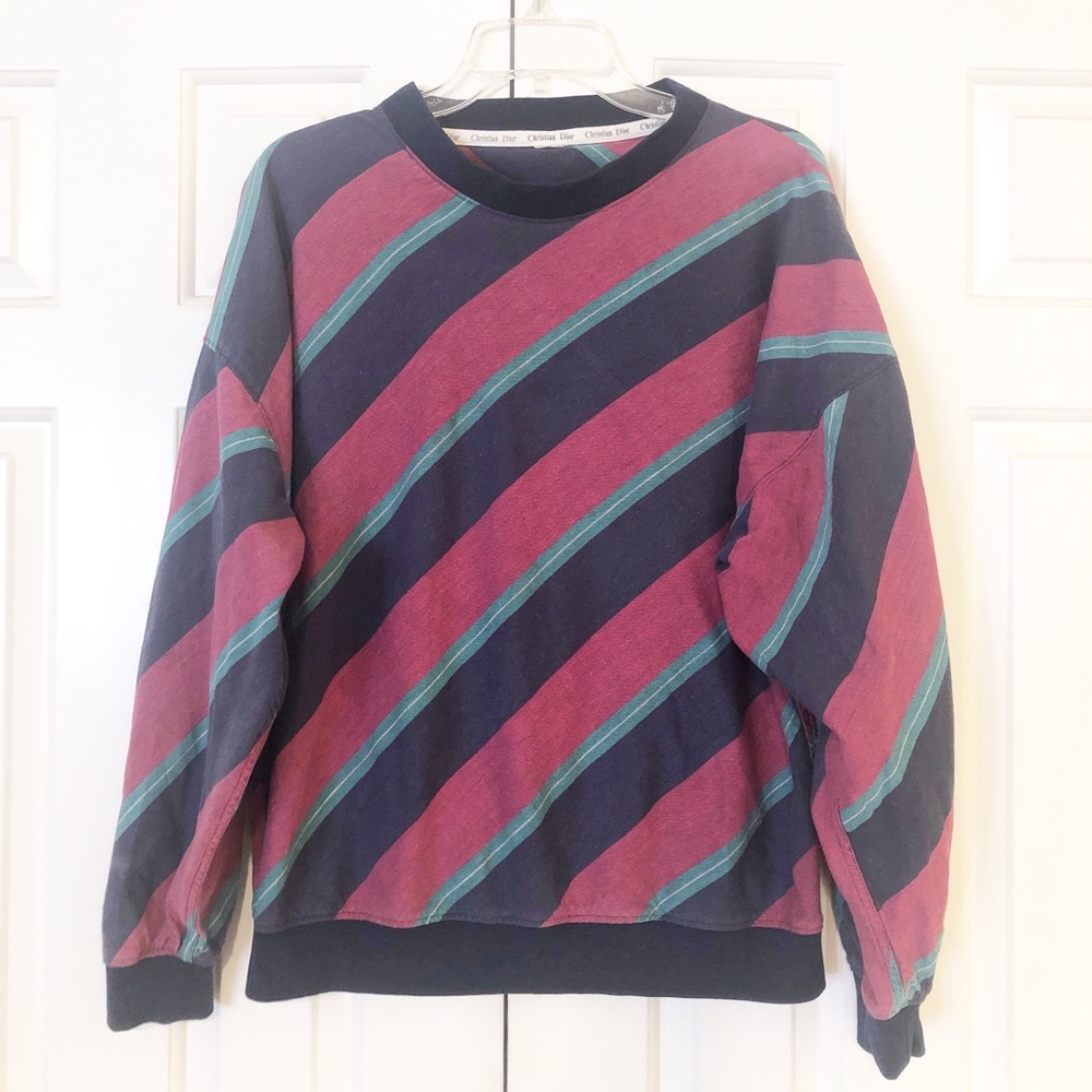 Vintage Christian Dior long sleeve stripe top. L